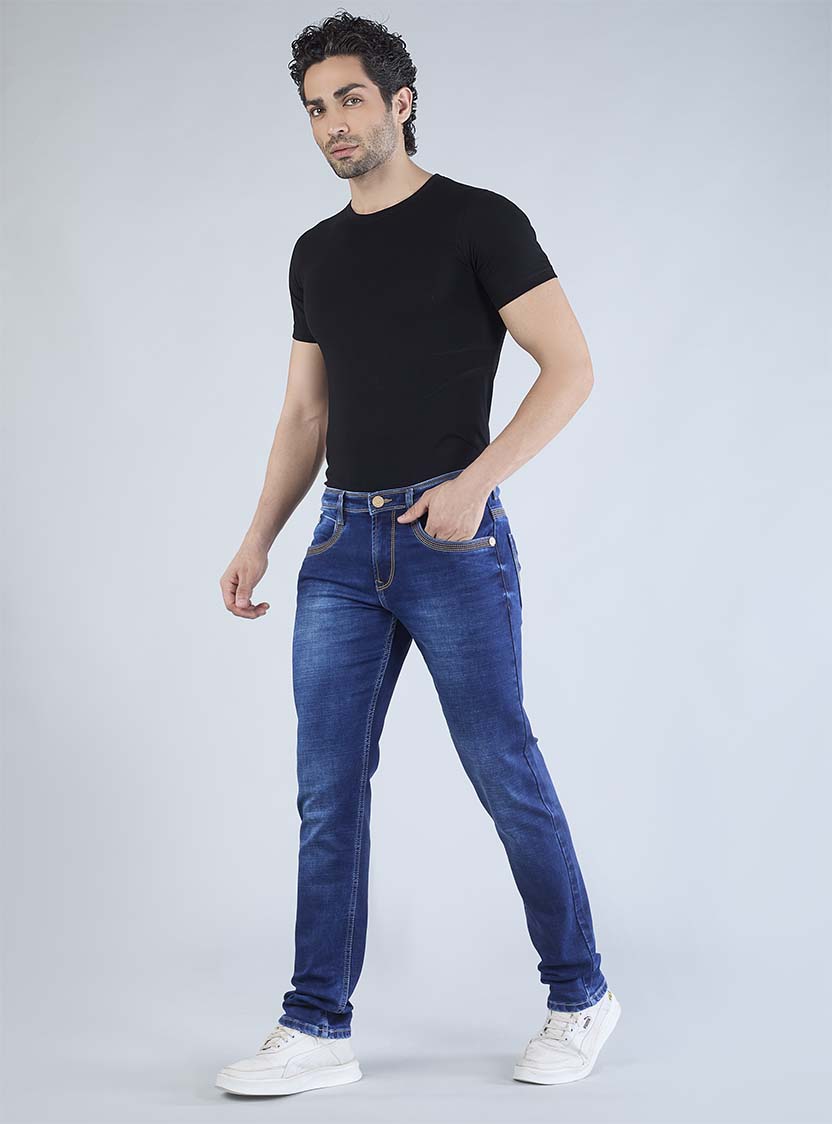 Smart Fit Royal Blue Slim Denim Jeans for Men