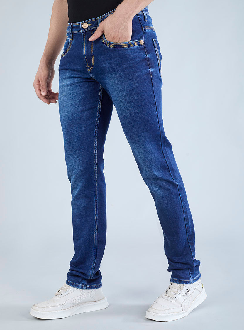 Smart Fit Royal Blue Slim Denim Jeans for Men