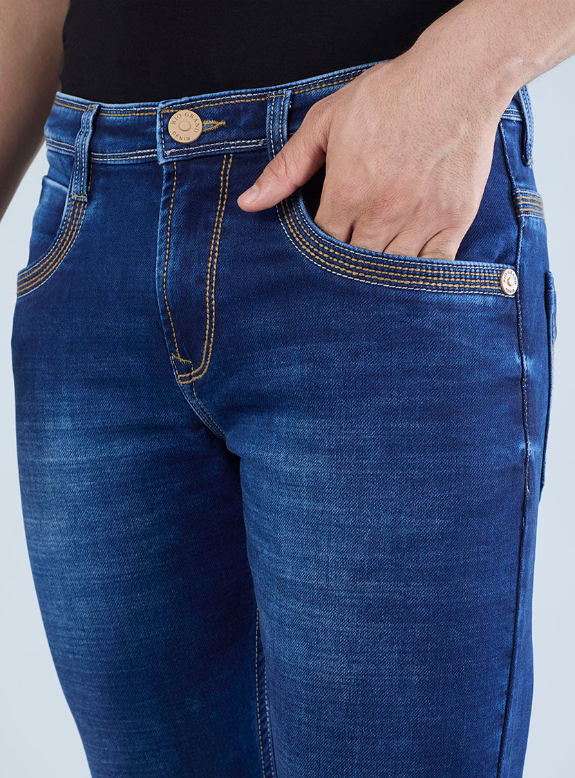 Smart Fit Royal Blue Slim Denim Jeans for Men