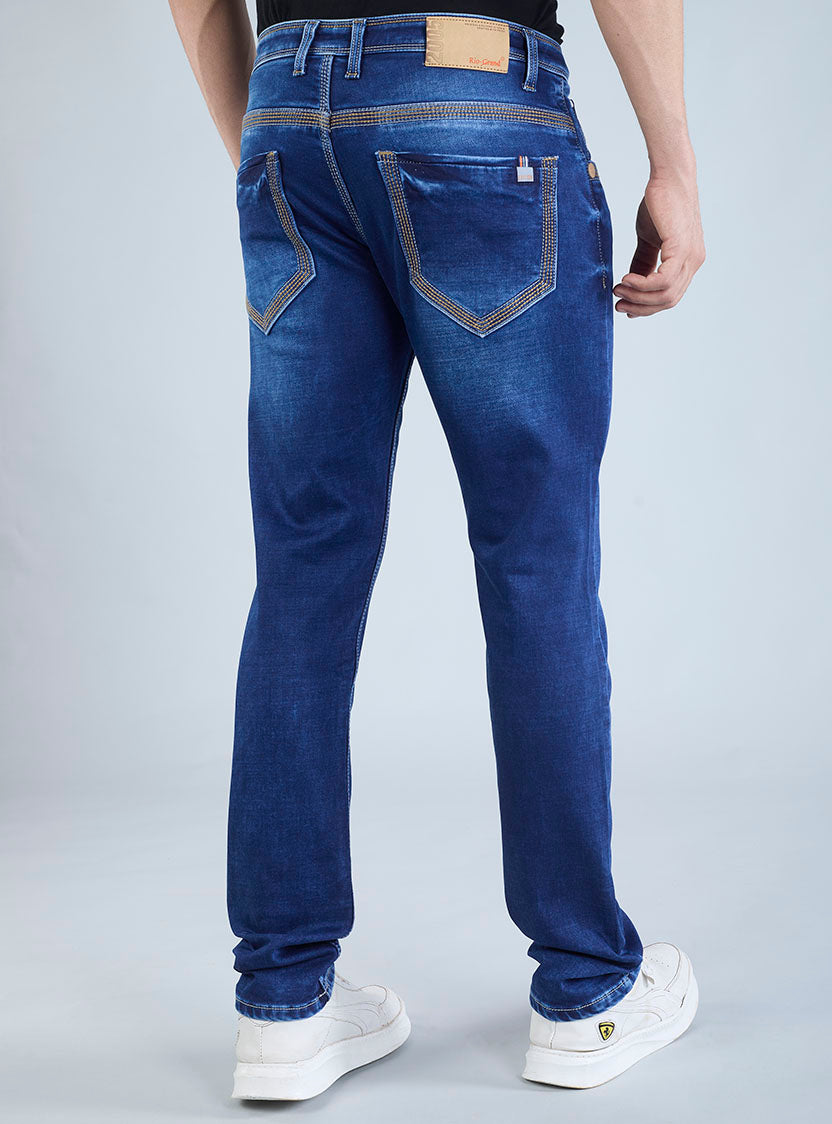Smart Fit Royal Blue Slim Denim Jeans for Men