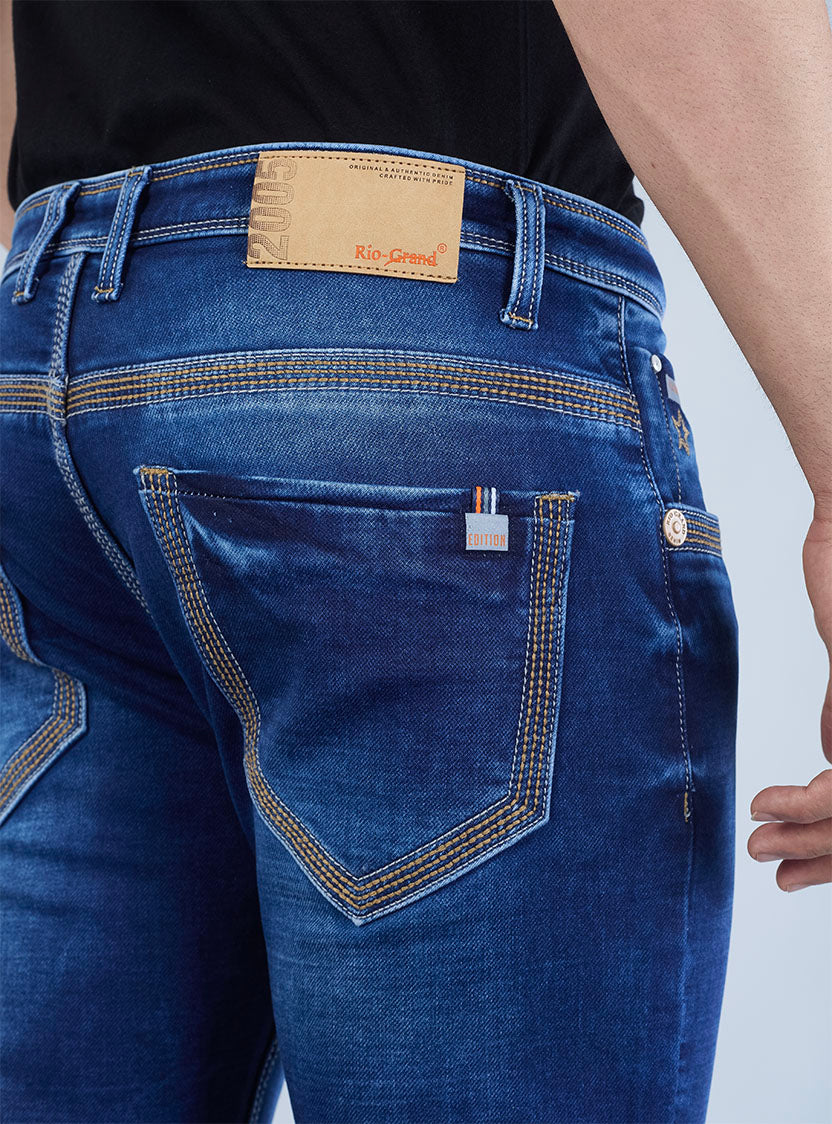 Smart Fit Royal Blue Slim Denim Jeans for Men
