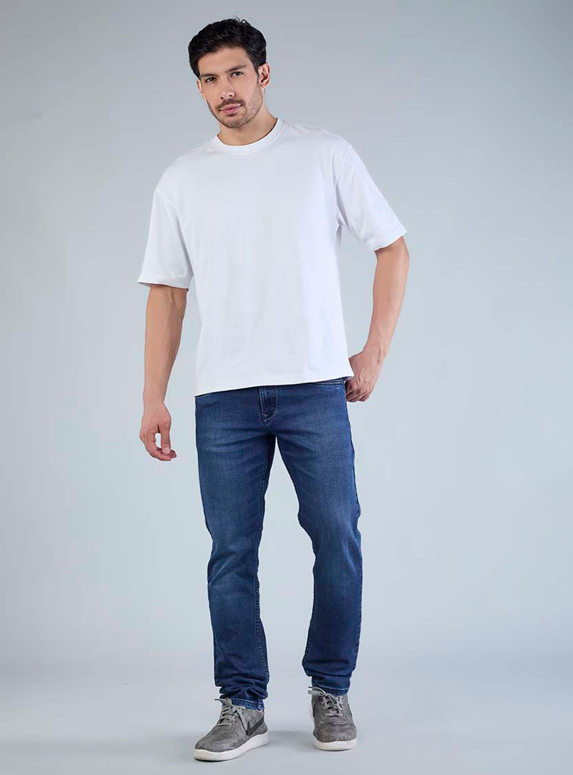 Smart Slim Fit Dark Indigo Blue Jeans for Men