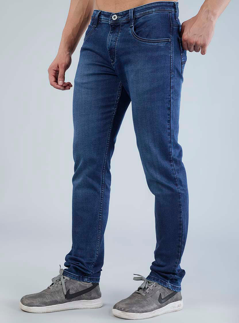 Smart Slim Fit Dark Indigo Blue Jeans for Men
