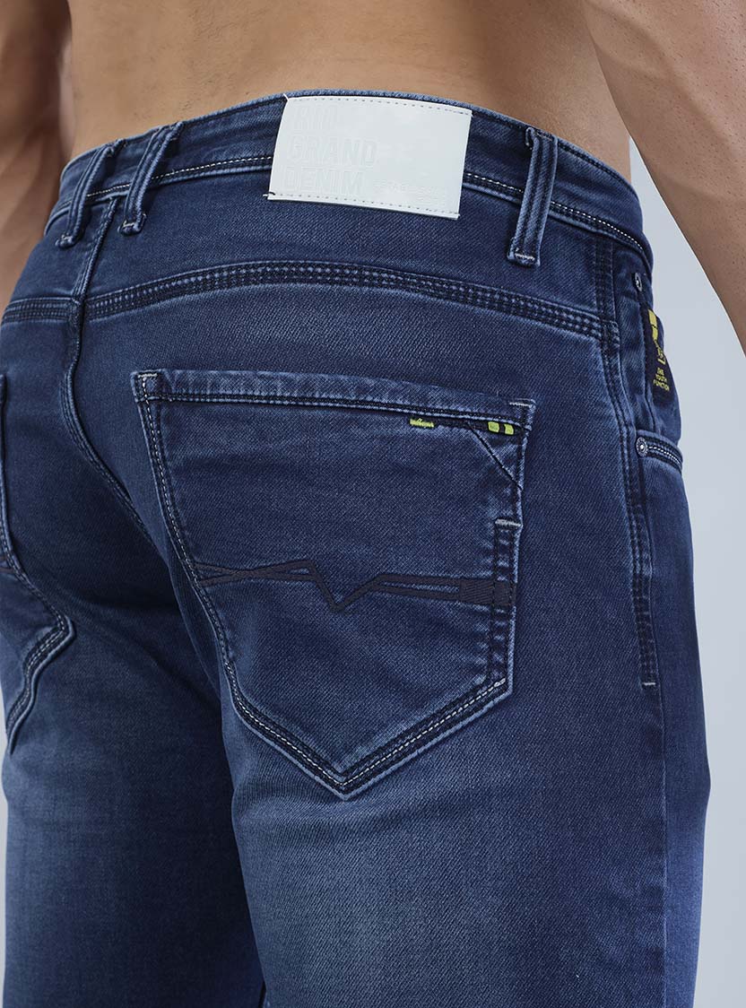Smart Slim Fit Dark Indigo Blue Jeans for Men