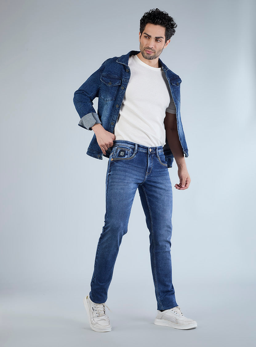 Riogrand Men's Premium Blue Washed Denim Jeans for Men