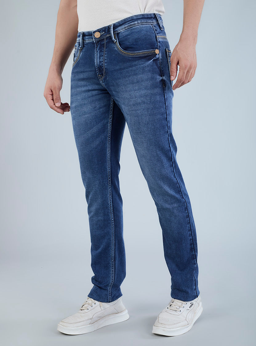 Riogrand Men's Premium Blue Washed Denim Jeans for Men