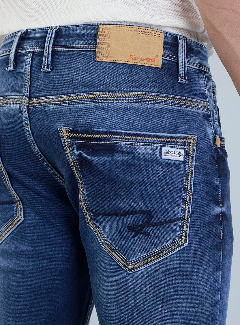 Riogrand Men's Premium Blue Washed Denim Jeans for Men