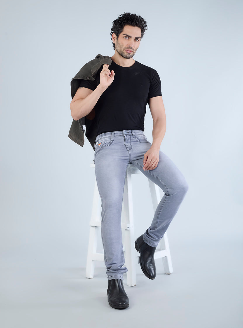 Riogrand Men's Premium Light Grey Denim Jeans for Men