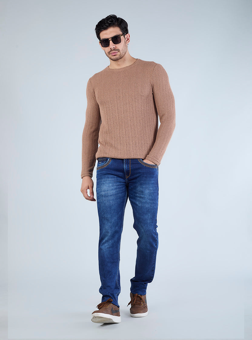 Riogrand Men's Premium Classic Blue Washed Denim Jeans for Men