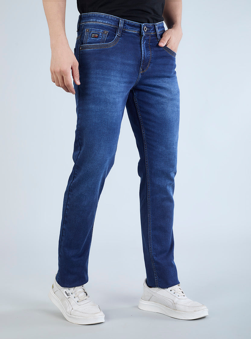 Smart Slim Fit Deep Indigo Blue Denim Jeans for Men