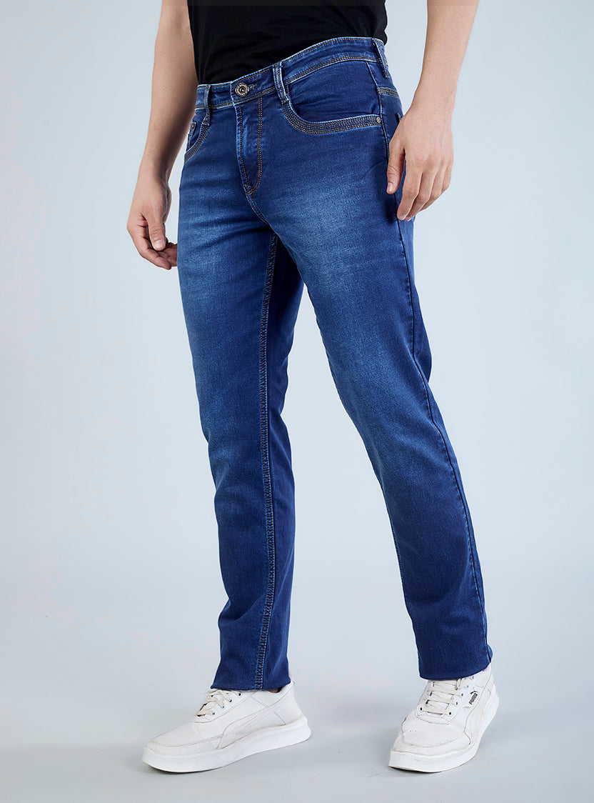 Smart Slim Fit Deep Indigo Blue Denim Jeans for Men