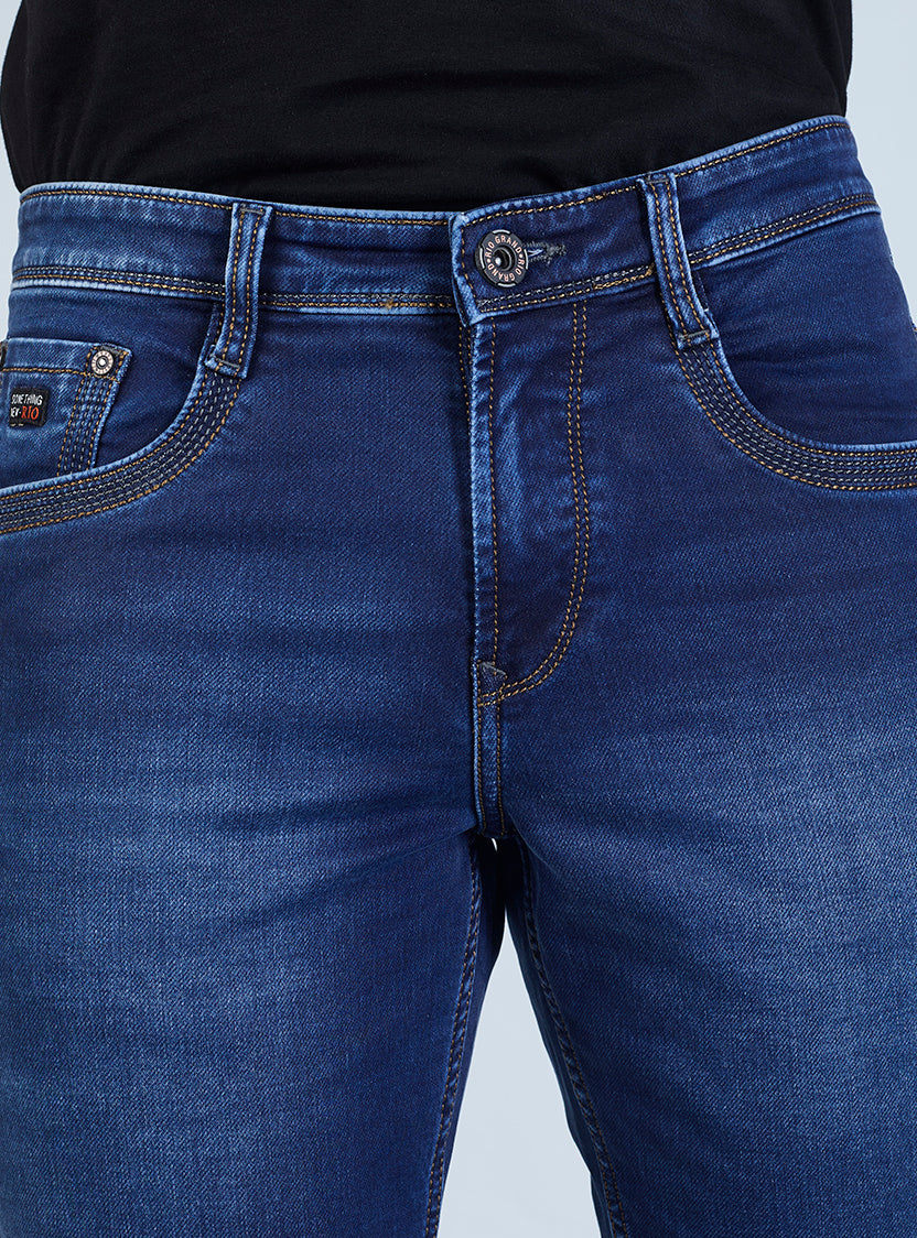 Smart Slim Fit Deep Indigo Blue Denim Jeans for Men