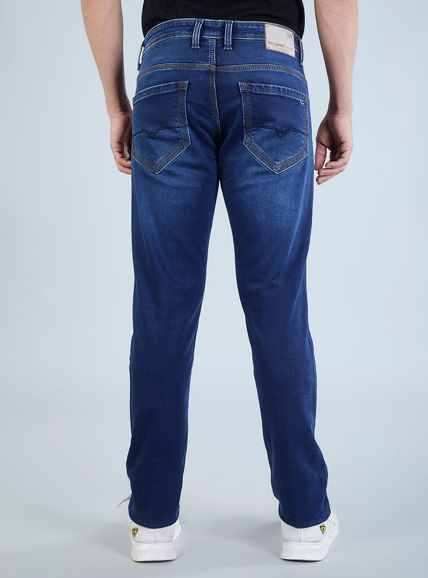 Smart Slim Fit Deep Indigo Blue Denim Jeans for Men