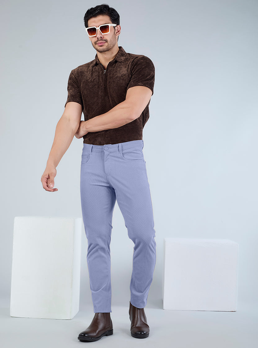 Slim Fit Olive Grey Corduroy Pants for Men