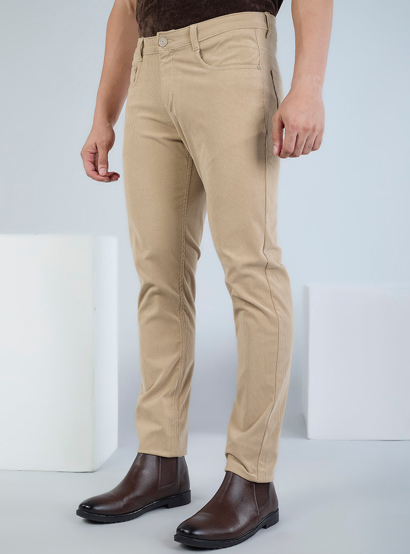 Slim Fit Grey Corduroy Pants for Men