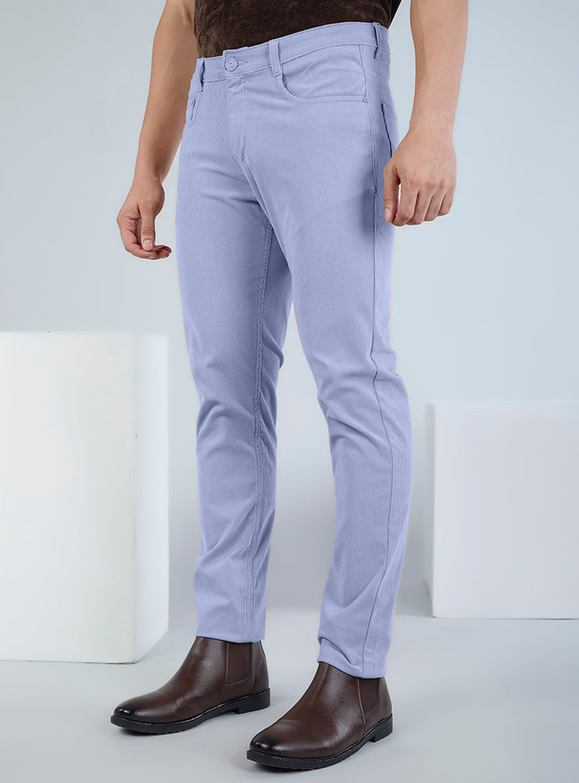 Slim Fit Olive Grey Corduroy Pants for Men