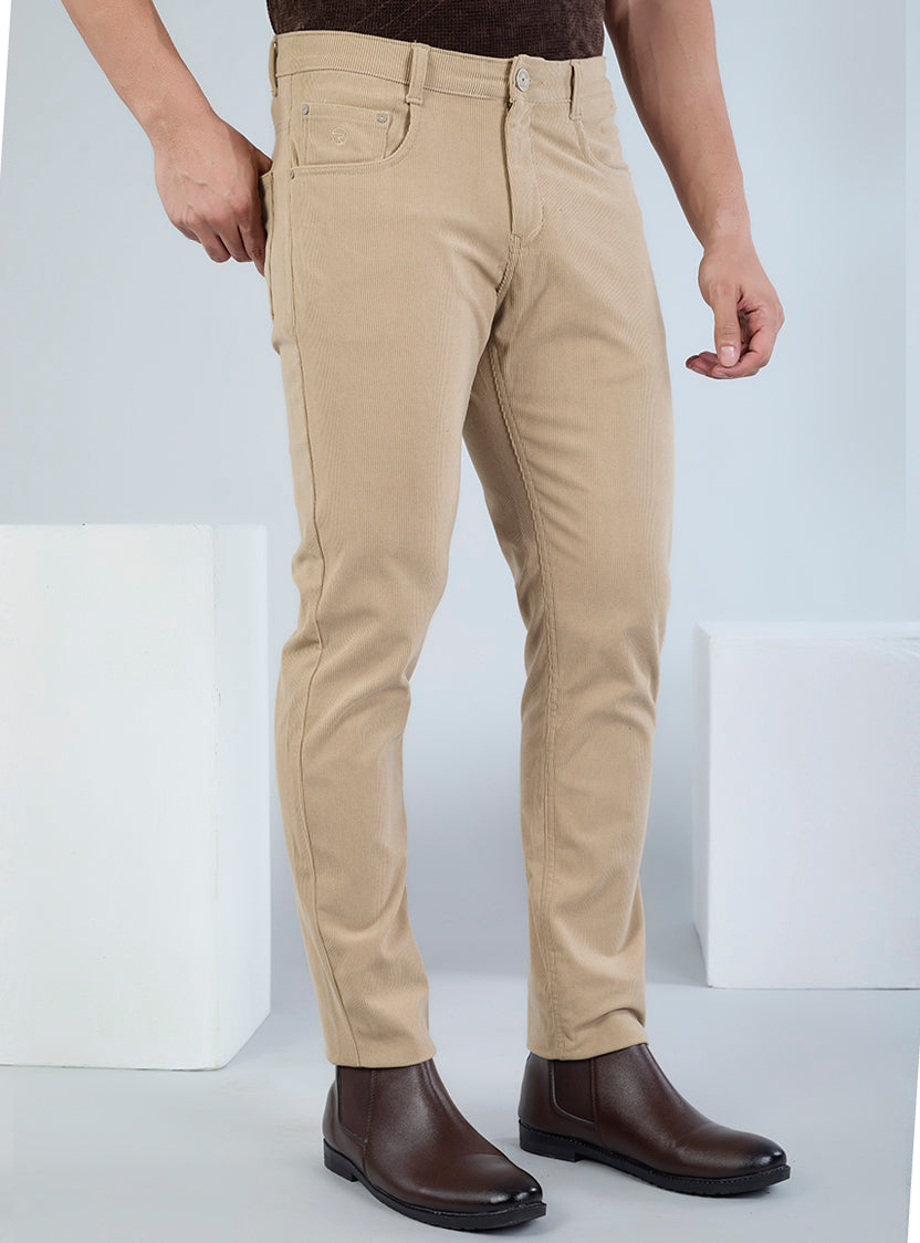 Slim Fit Grey Corduroy Pants for Men