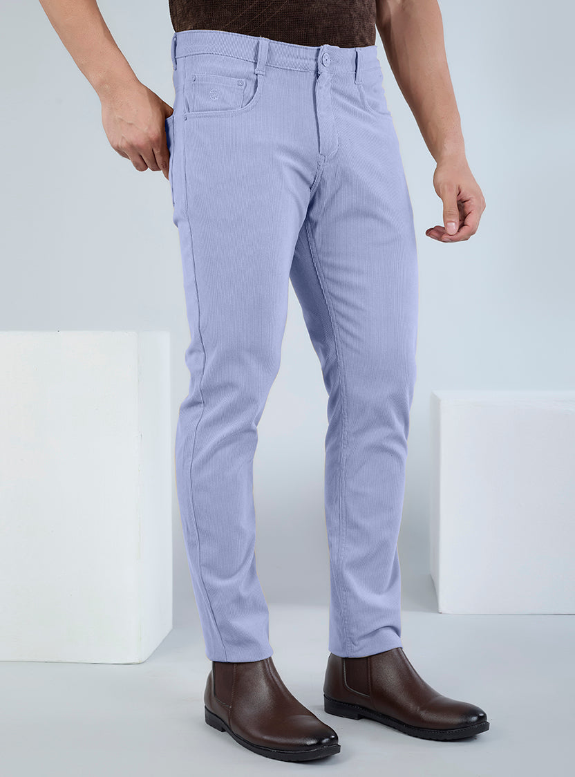 Slim Fit Olive Grey Corduroy Pants for Men