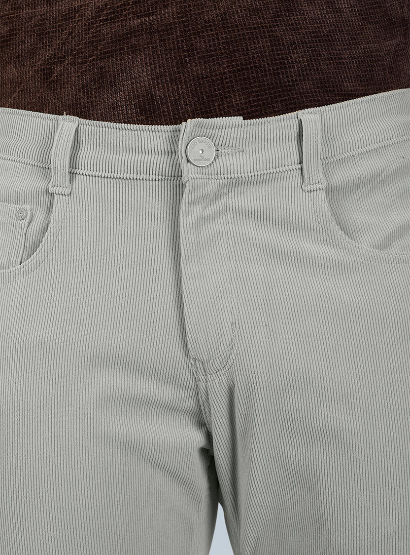 Slim Fit Grey Corduroy Pants for Men
