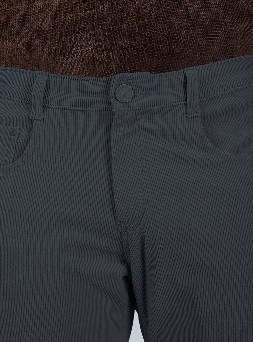 Slim Fit Grey Corduroy Pants for Men