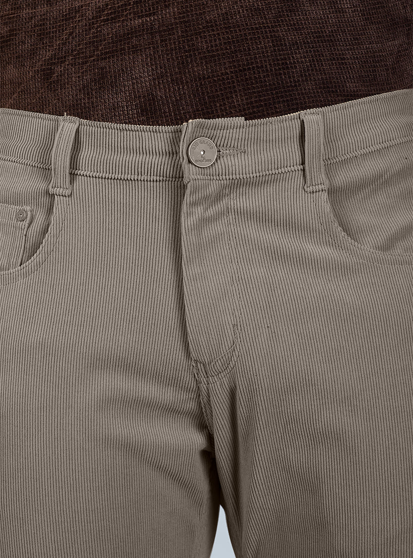 Slim Fit Grey Corduroy Pants for Men
