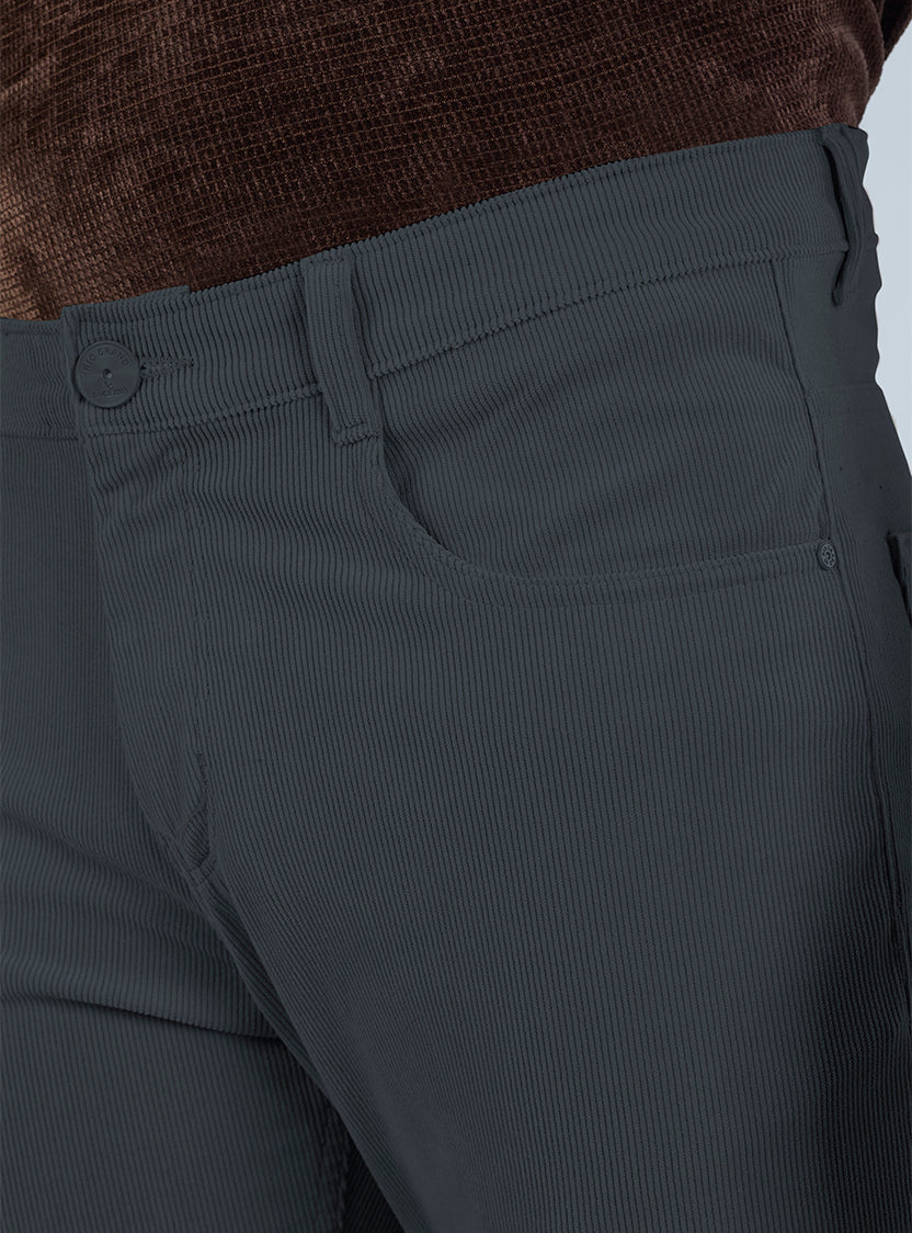 Slim Fit Grey Corduroy Pants for Men