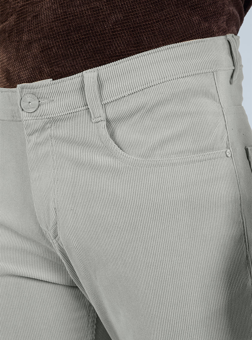 Slim Fit Grey Corduroy Pants for Men