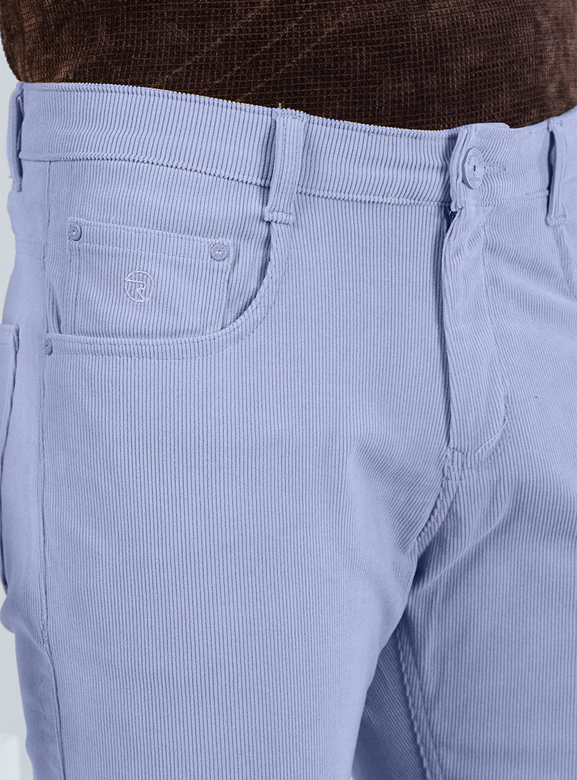 Slim Fit Grey Corduroy Pants for Men