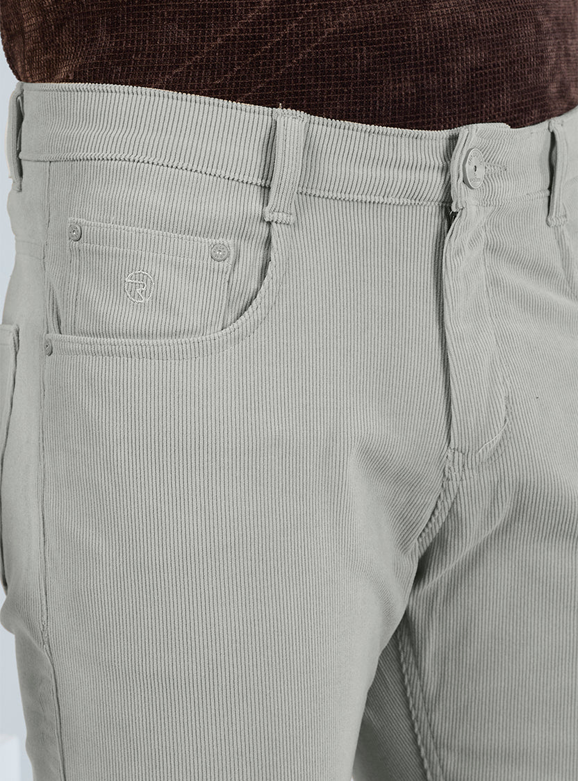 Slim Fit Grey Corduroy Pants for Men