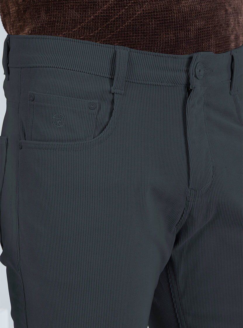 Slim Fit Grey Corduroy Pants for Men