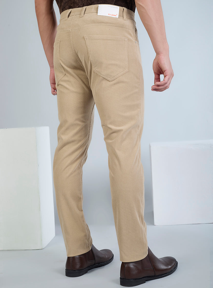 Slim Fit Grey Corduroy Pants for Men