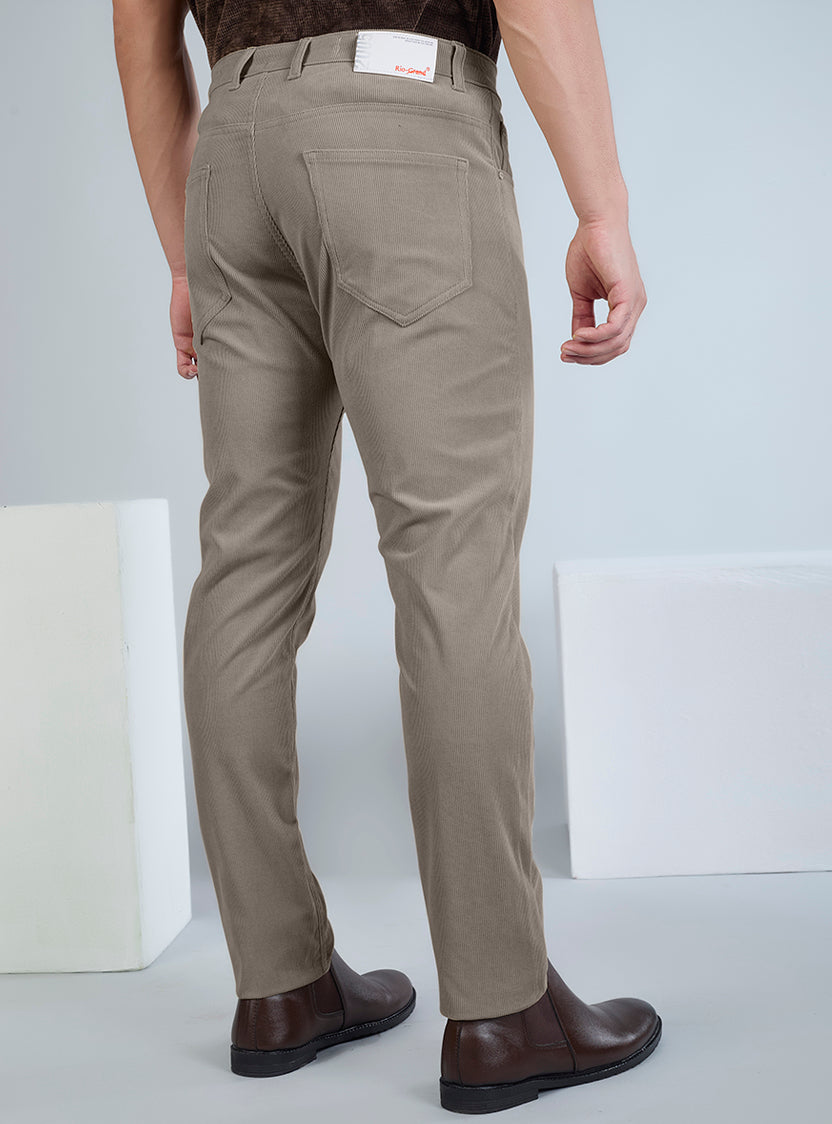 Slim Fit Grey Corduroy Pants for Men