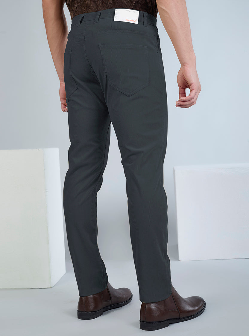 Slim Fit Grey Corduroy Pants for Men
