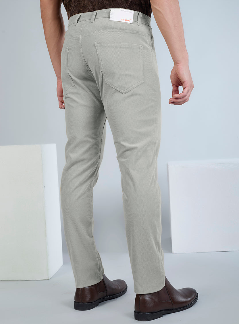 Slim Fit Grey Corduroy Pants for Men