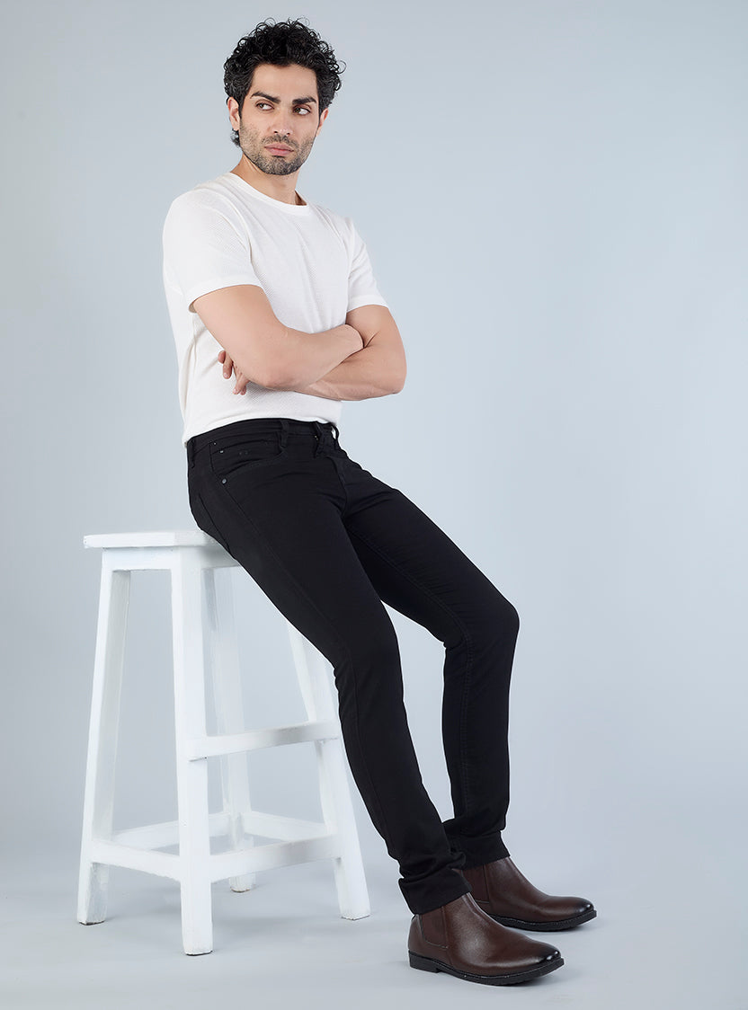 Smart Slim Fit Black Denim Jeans for Men