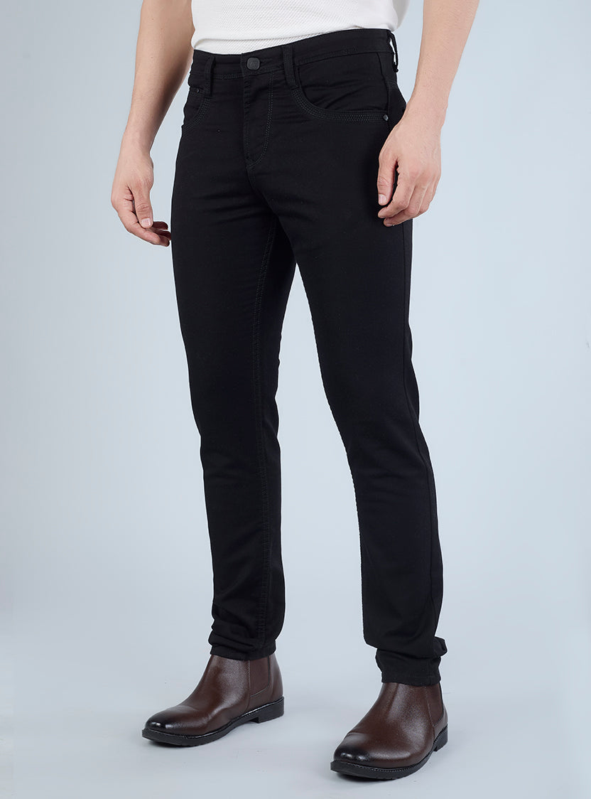 Smart Slim Fit Black Denim Jeans for Men