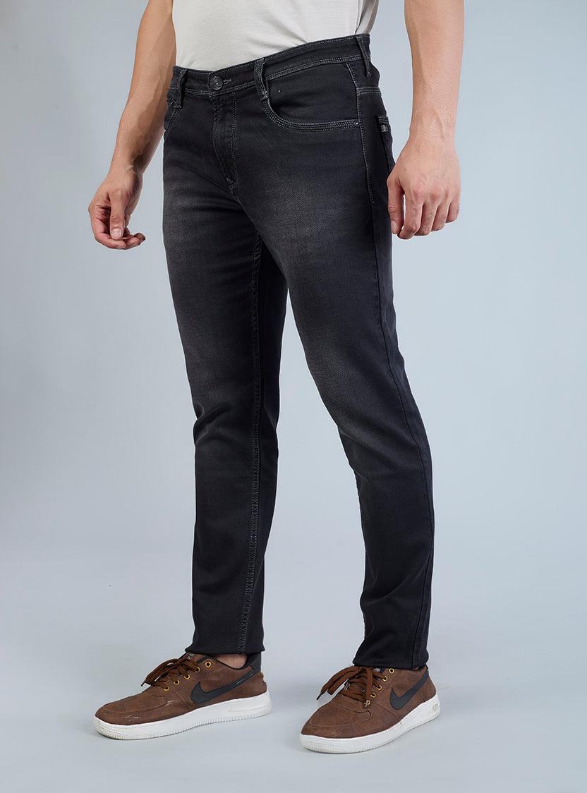Smart Slim Fit Charcoal Black Denim Jeans for Men