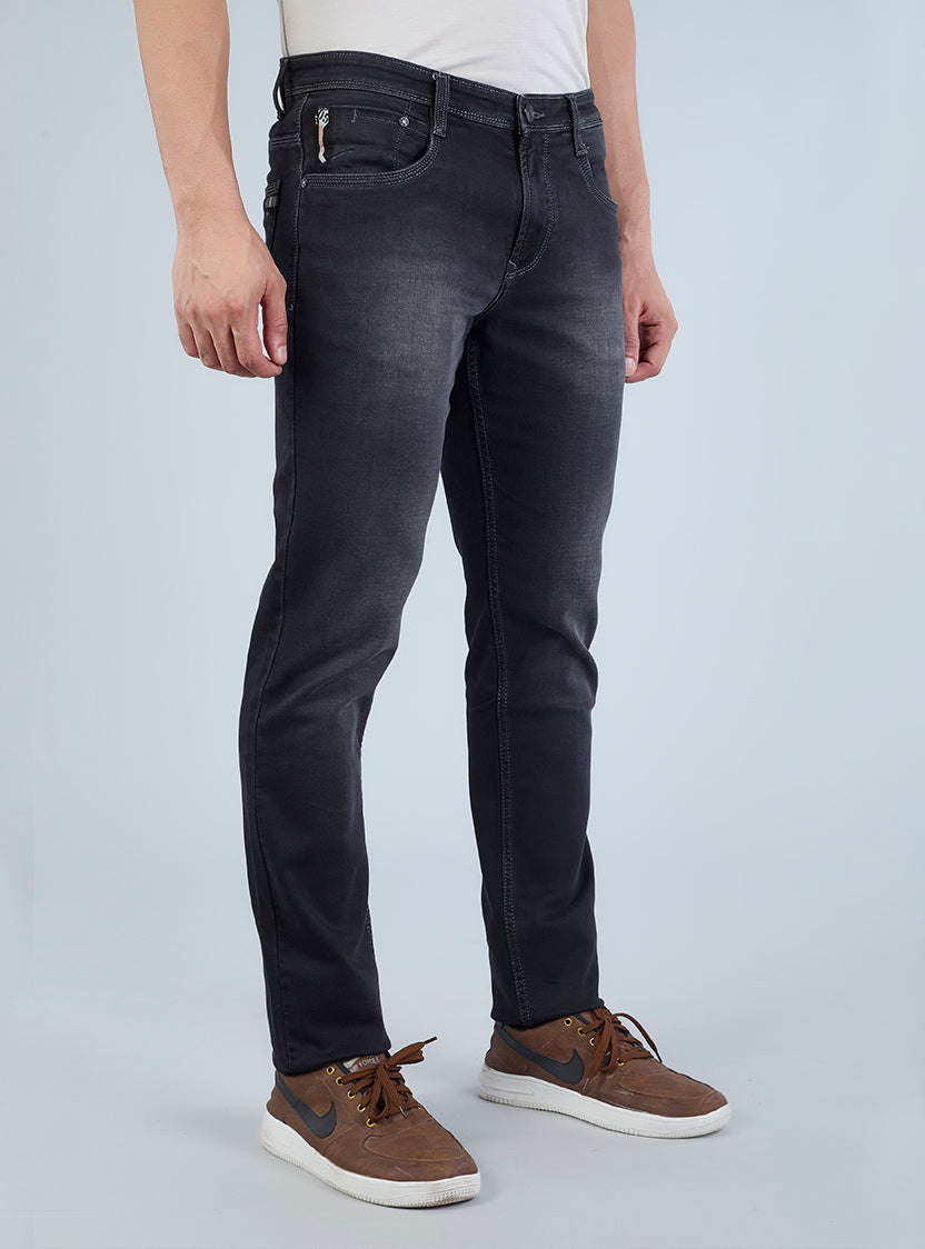 Smart Slim Fit Charcoal Black Denim Jeans for Men