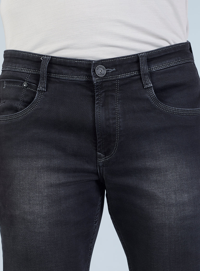 Smart Slim Fit Charcoal Black Denim Jeans for Men