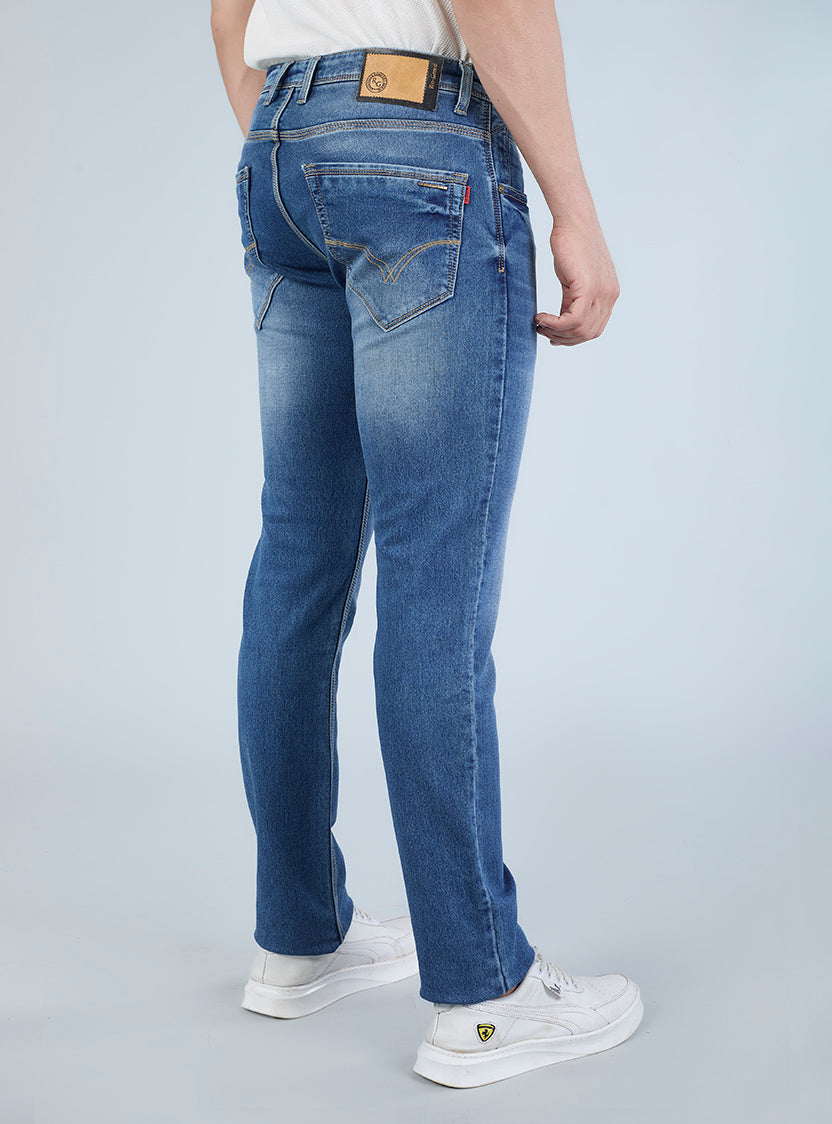 Smart Slim Fit Light Blue Washed Denim Jeans for Men