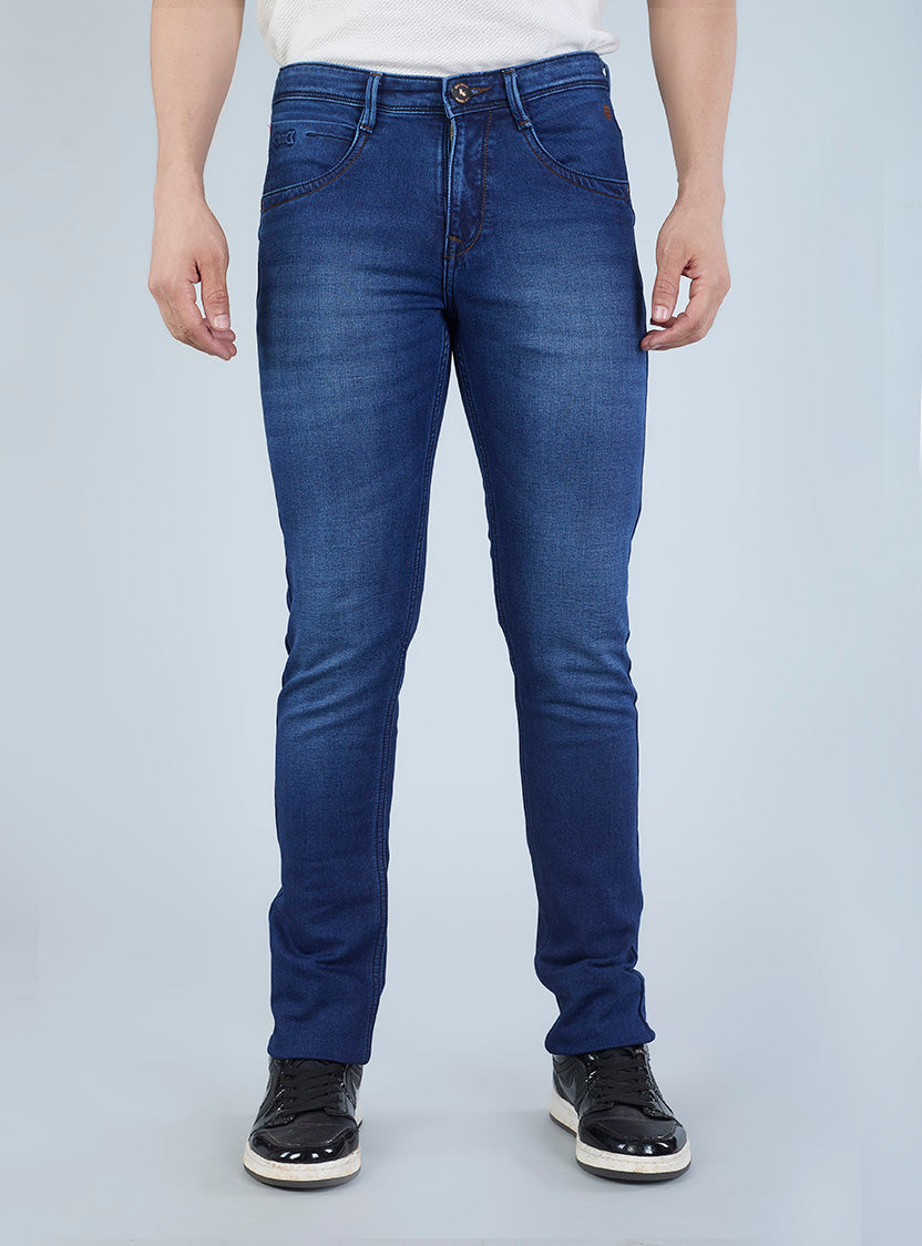Smart Slim Fit Blue Wash Denim Jeans for Men