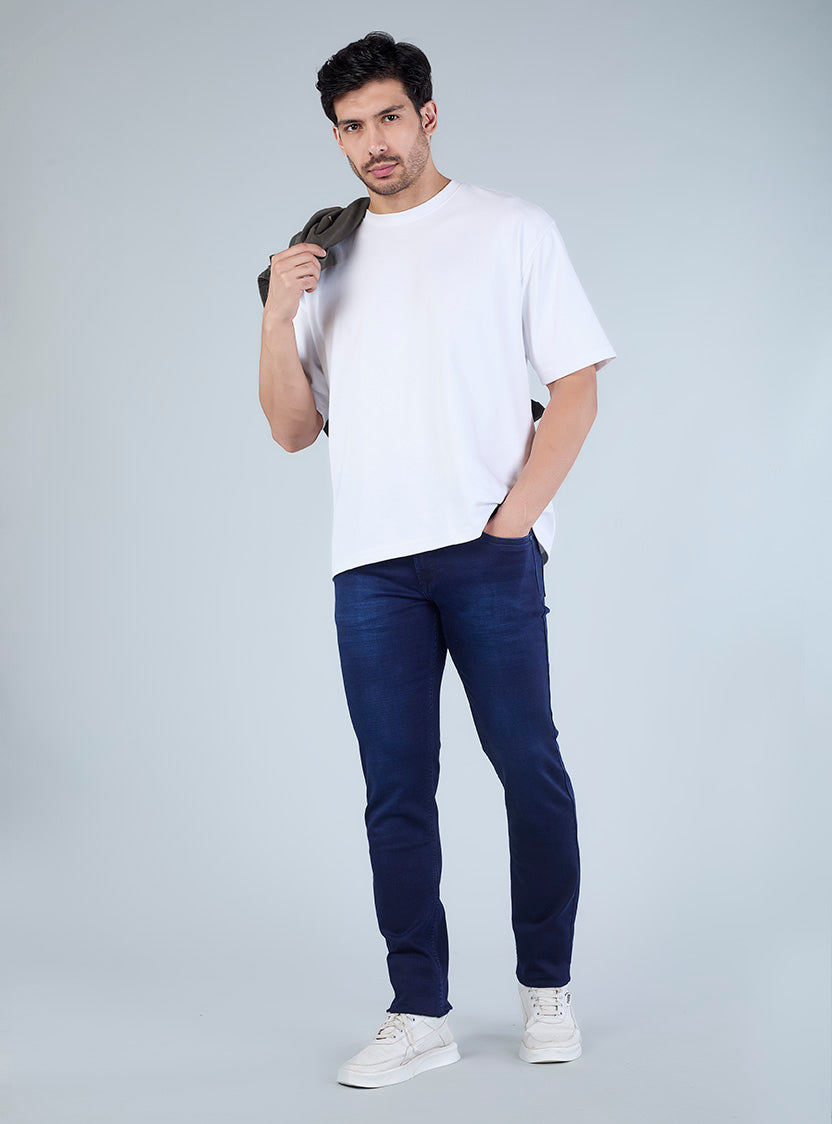 Smart Slim Fit Dark Indigo Blue Jeans for Men