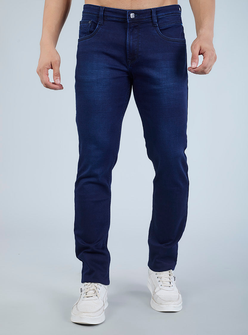 Smart Slim Fit Dark Indigo Blue Jeans for Men