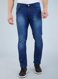 Smart Slim Fit Blue Washed Denim Jeans for Men