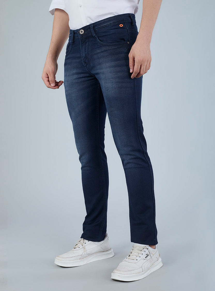 Smart Slim Fit Dark Blue Denim Jeans for Men