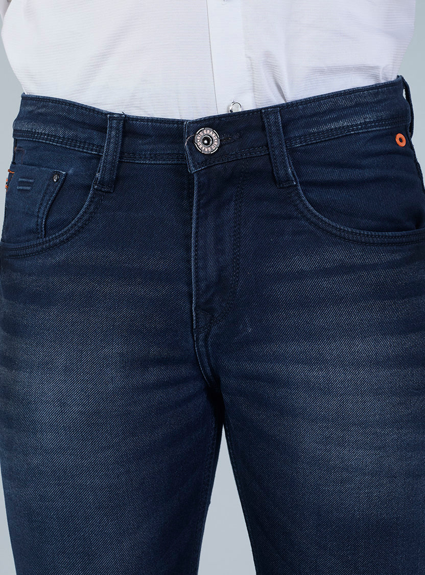 Smart Slim Fit Dark Blue Denim Jeans for Men