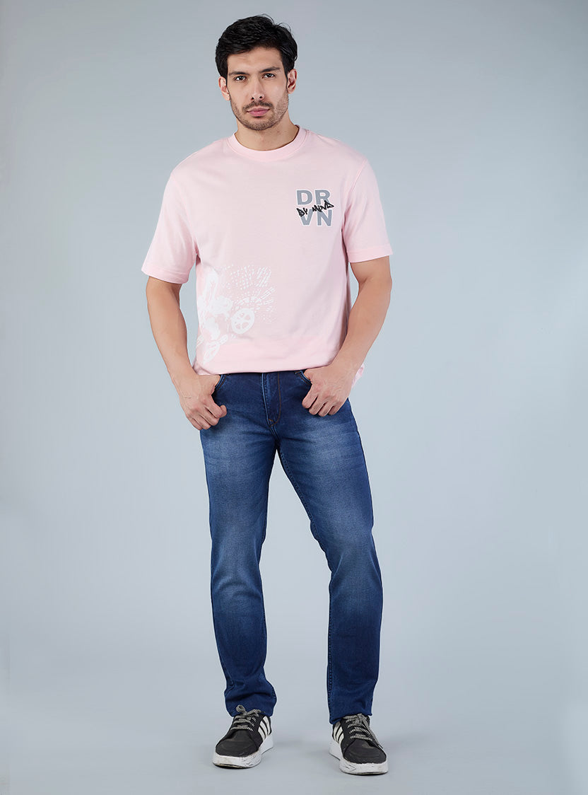 Smart Slim Fit Mid Blue Contrast Denim Jeans for Men