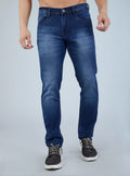 Smart Slim Fit Mid Blue Contrast Denim Jeans for Men