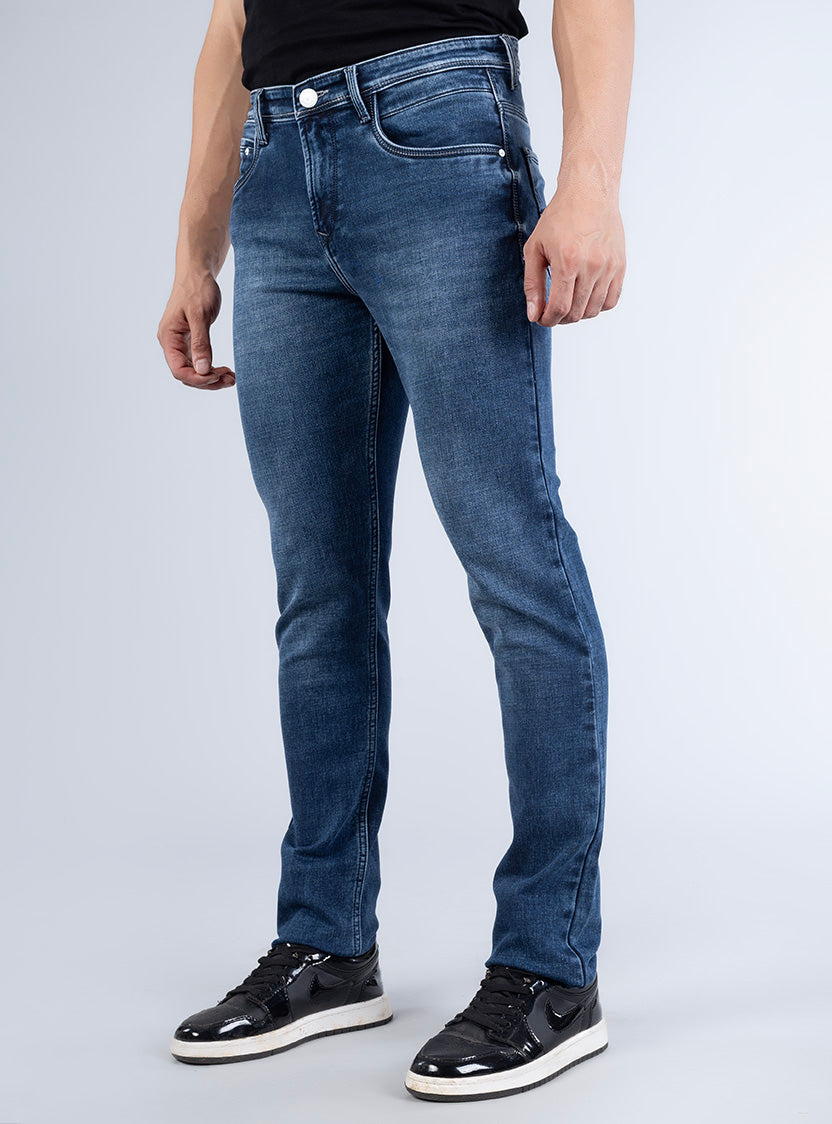 Smart Slim Fit Deep Indigo Blue Denim Jeans for Men