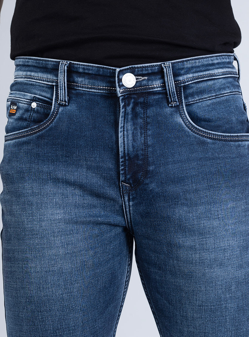Smart Slim Fit Deep Indigo Blue Denim Jeans for Men